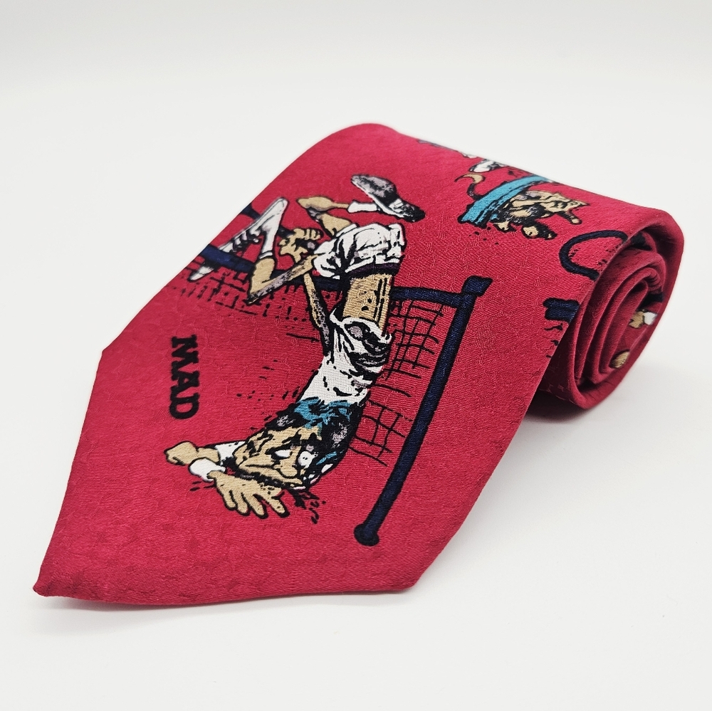 VINTAGE | MAD 100% silk tennis cartoon neck tie
